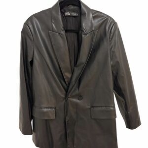 Zara Sleek Black Faux Leather Jacket